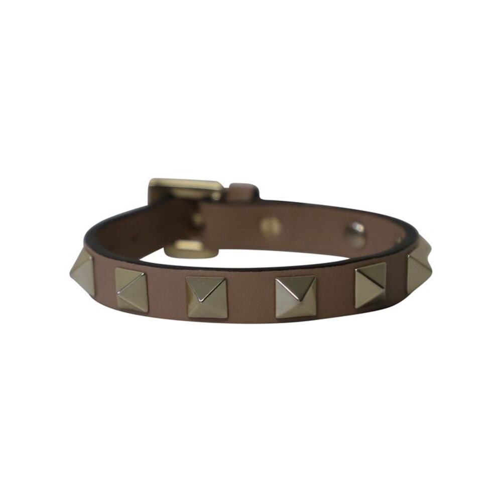 Valentino Garavani Rockstud Bracelet in Brown Calfskin Leather